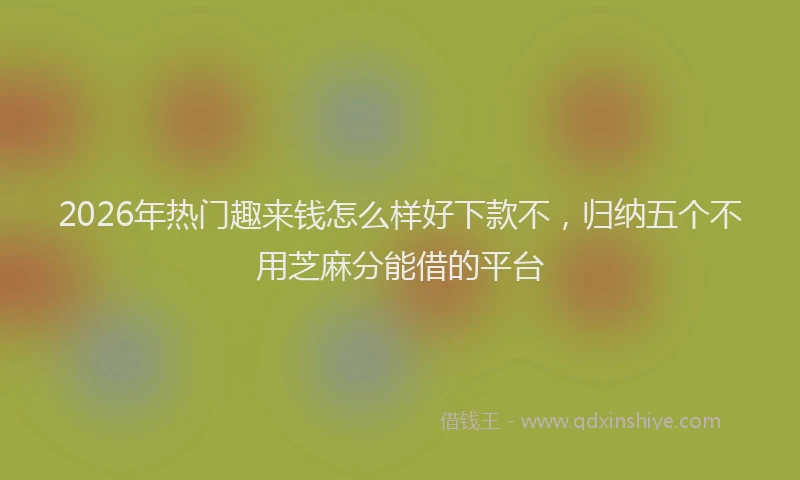2026年热门趣来钱怎么样好下款不，归纳五个不用芝麻分能借的平台