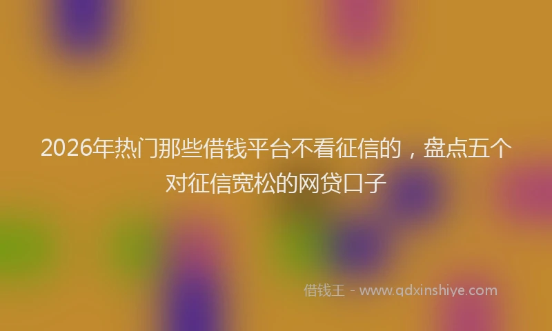 2026年热门那些借钱平台不看征信的，盘点五个对征信宽松的网贷口子