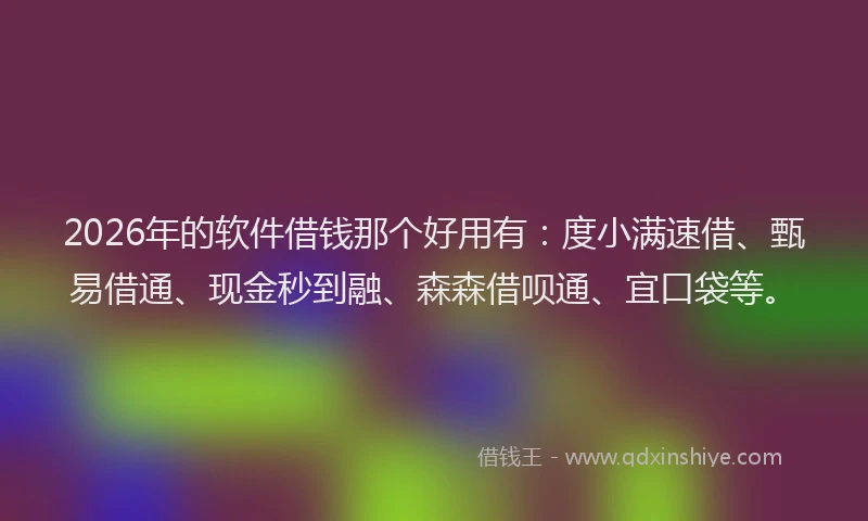 2026年的软件借钱那个好用有：度小满速借、甄易借通、现金秒到融、森森借呗通、宜口袋等。