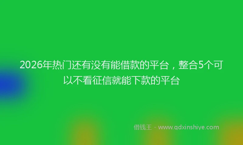 2026年热门还有没有能借款的平台，整合5个可以不看征信就能下款的平台