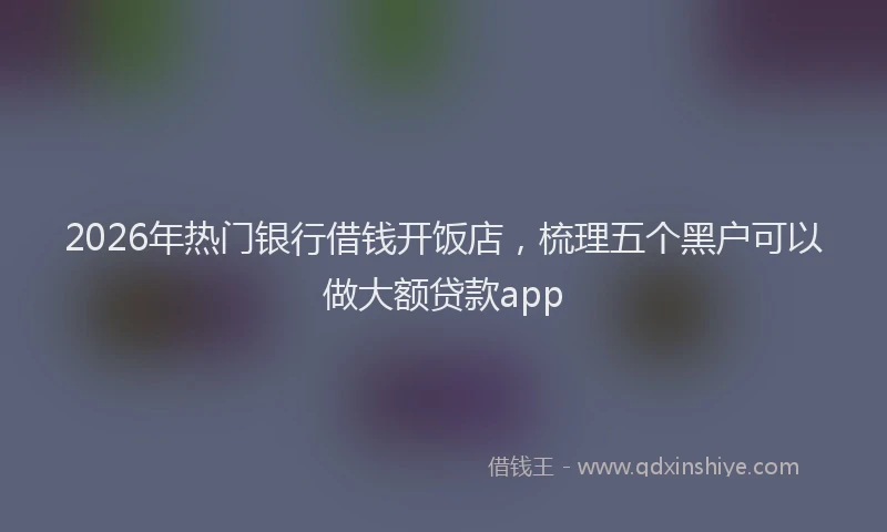 2026年热门银行借钱开饭店，梳理五个黑户可以做大额贷款app