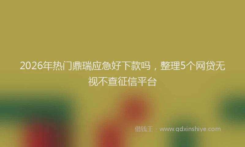 2026年热门鼎瑞应急好下款吗，整理5个网贷无视不查征信平台