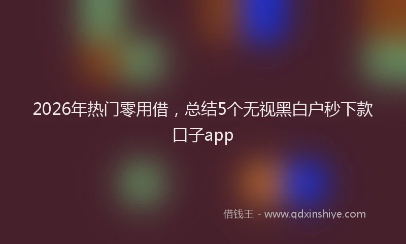 2026年热门零用借，总结5个无视黑白户秒下款口子app