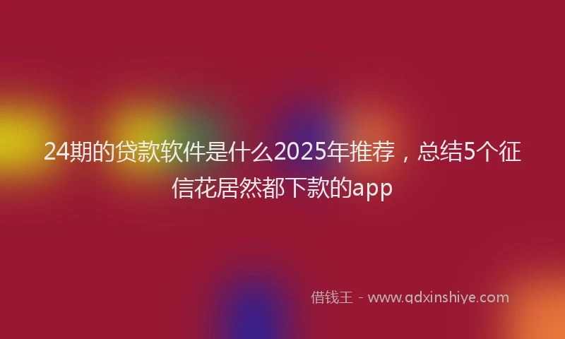 24期的贷款软件是什么2025年推荐，总结5个征信花居然都下款的app