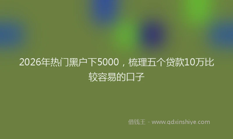 2026年热门黑户下5000，梳理五个贷款10万比较容易的口子