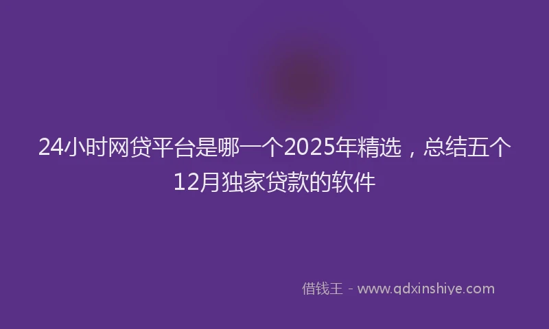 24小时网贷平台是哪一个2025年精选，总结五个12月独家贷款的软件