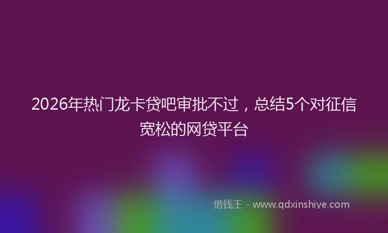 2026年热门龙卡贷吧审批不过,总结5个对征信宽松的网贷平台