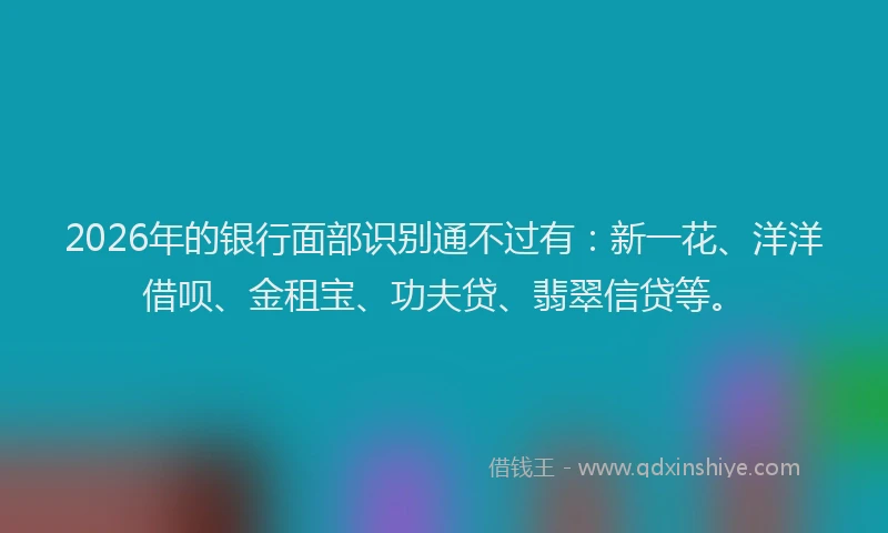 2026年的银行面部识别通不过有：新一花、洋洋借呗、金租宝、功夫贷、翡翠信贷等。