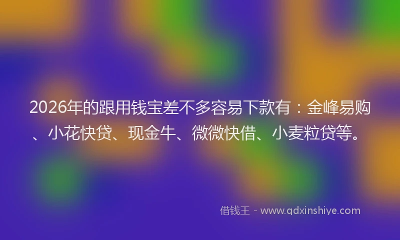 2026年的跟用钱宝差不多容易下款有：金峰易购、小花快贷、现金牛、微微快借、小麦粒贷等。