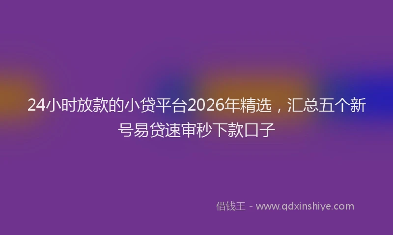 24小时放款的小贷平台2026年精选,汇总五个新号易贷速审秒下款口子