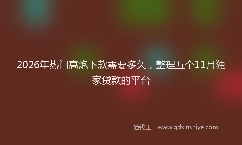 2026年热门高炮下款需要多久，整理五个11月独家贷款的平台