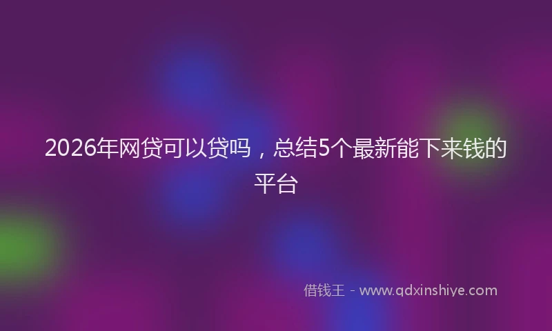 2026年网贷可以贷吗，总结5个最新能下来钱的平台