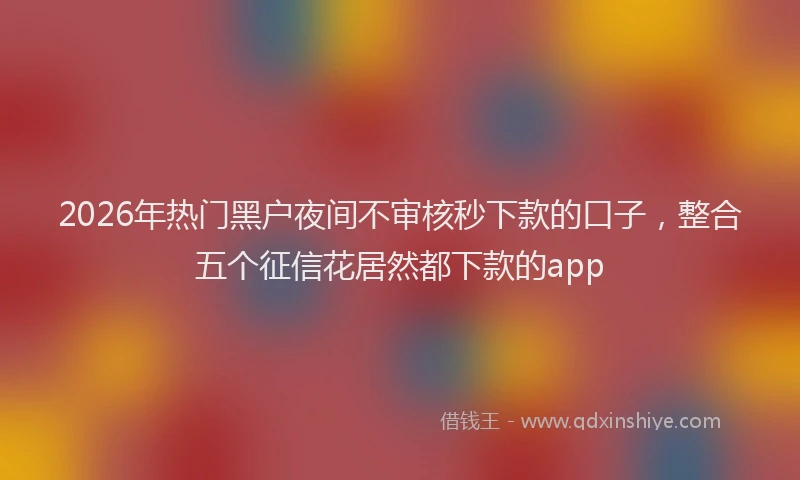 2026年热门黑户夜间不审核秒下款的口子，整合五个征信花居然都下款的app