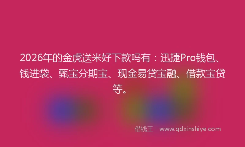 2026年的金虎送米好下款吗有：迅捷Pro钱包、钱进袋、甄宝分期宝、现金易贷宝融、借款宝贷等。