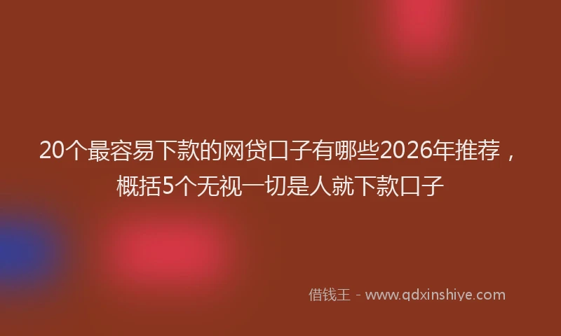 20个最容易下款的网贷口子有哪些2026年推荐，概括5个无视一切是人就下款口子