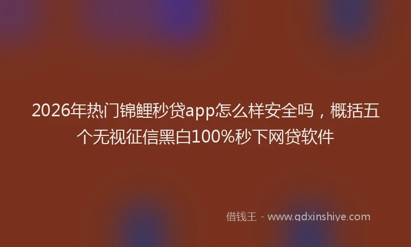 2026年热门锦鲤秒贷app怎么样安全吗，概括五个无视征信黑白100%秒下网贷软件