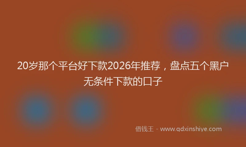 20岁那个平台好下款2026年推荐，盘点五个黑户无条件下款的口子