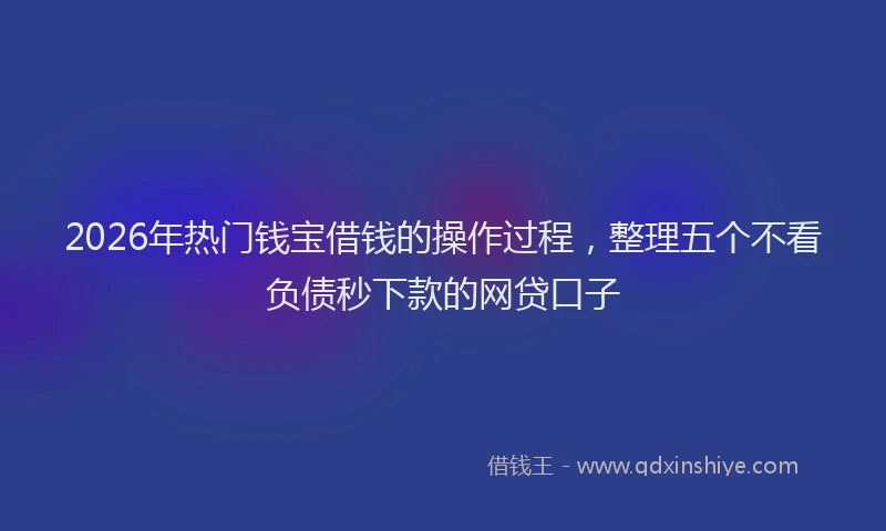2026年热门钱宝借钱的操作过程，整理五个不看负债秒下款的网贷口子