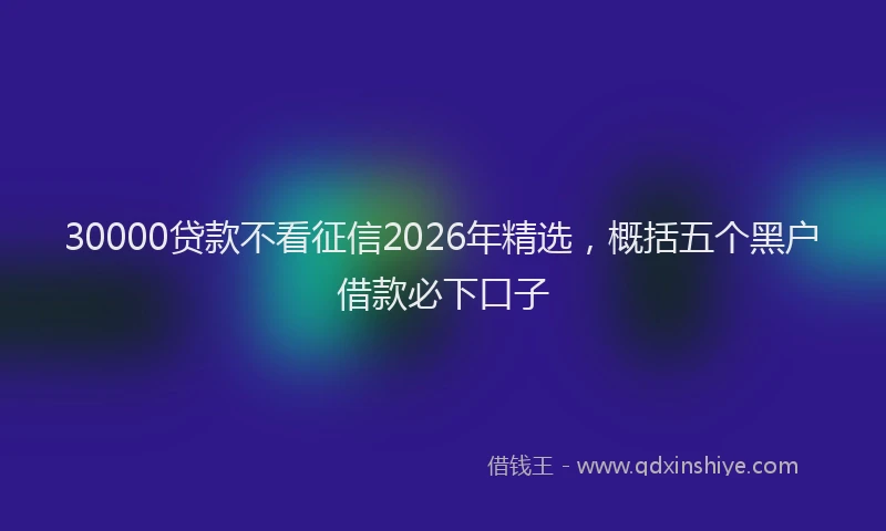 30000贷款不看征信2026年精选，概括五个黑户借款必下口子