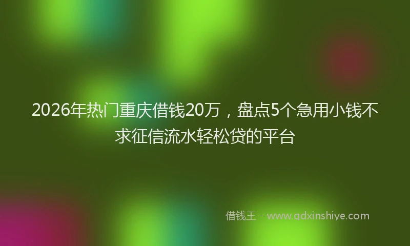 2026年热门重庆借钱20万，盘点5个急用小钱不求征信流水轻松贷的平台