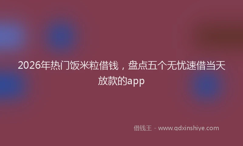 2026年热门饭米粒借钱，盘点五个无忧速借当天放款的app