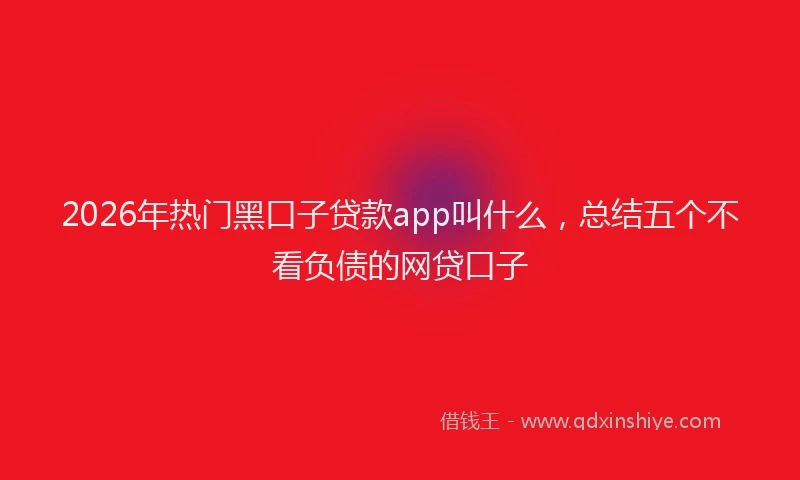 2026年热门黑口子贷款app叫什么，总结五个不看负债的网贷口子