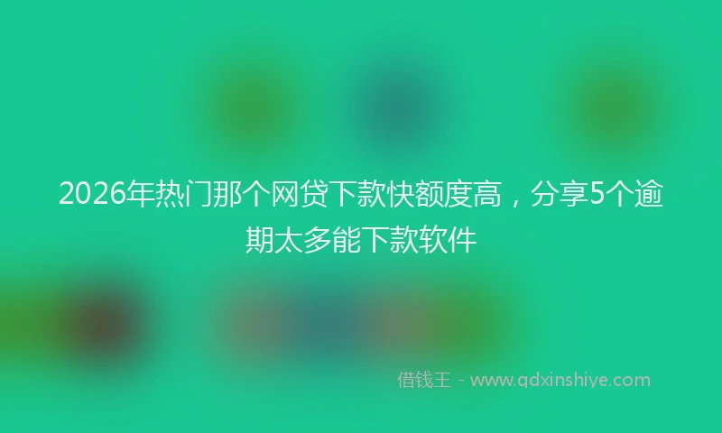 2026年热门那个网贷下款快额度高，分享5个逾期太多能下款软件