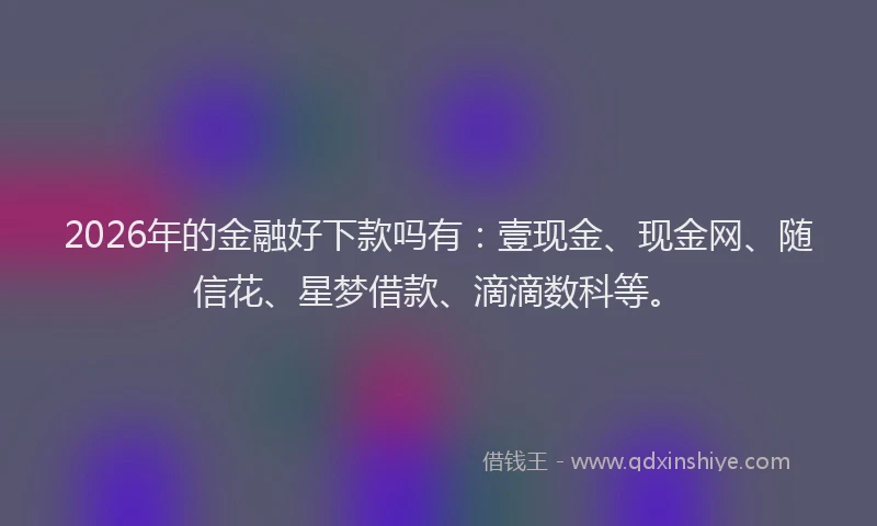 2026年的金融好下款吗有:壹现金、现金网、随信花、星梦借款、滴滴数科等。