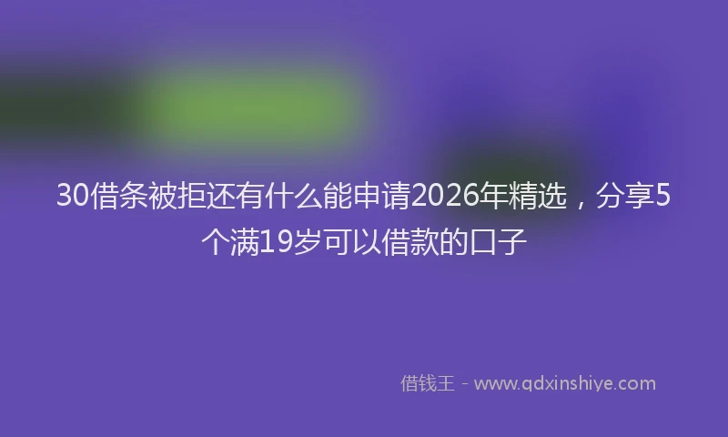 30借条被拒还有什么能申请2026年精选，分享5个满19岁可以借款的口子