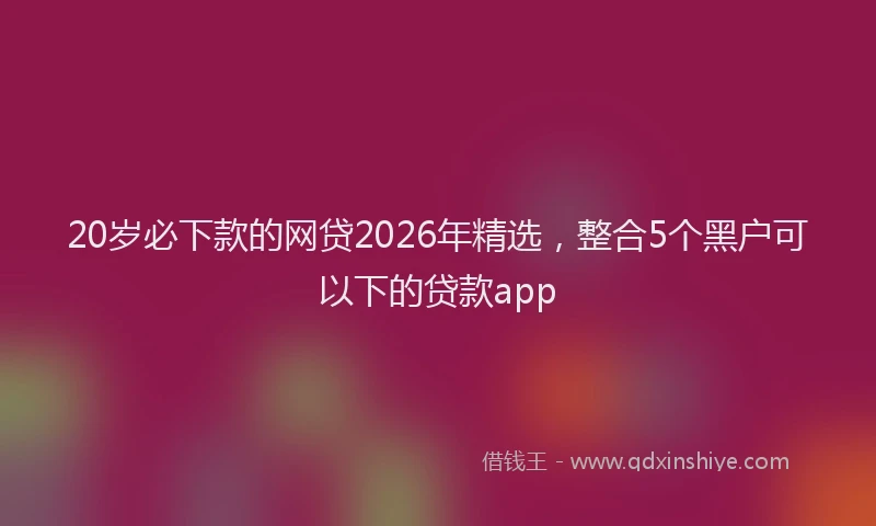 20岁必下款的网贷2026年精选，整合5个黑户可以下的贷款app