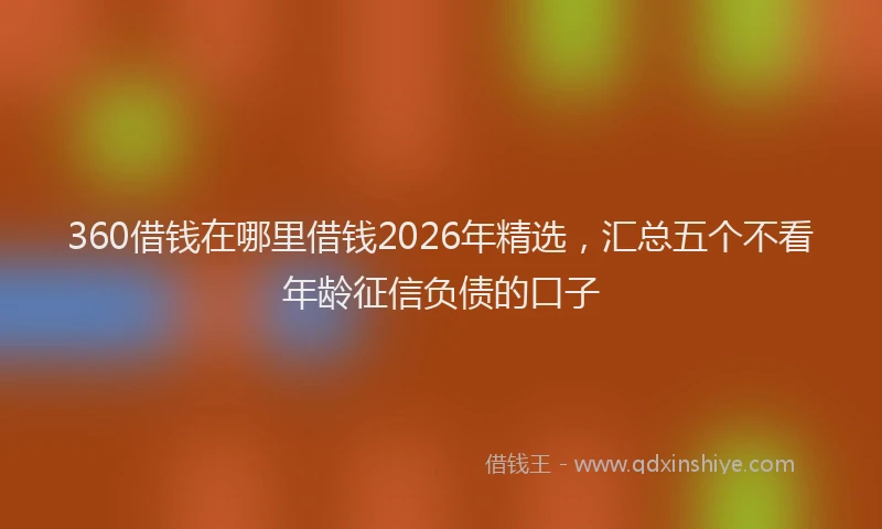 360借钱在哪里借钱2026年精选,汇总五个不看年龄征信负债的口子