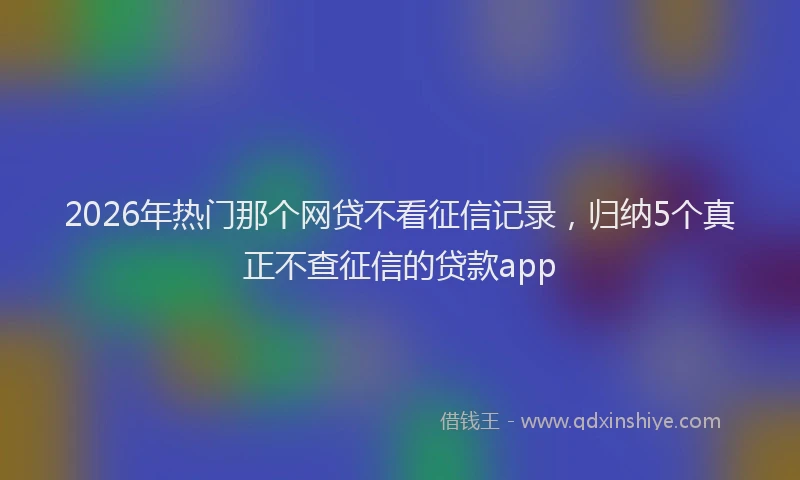 2026年热门那个网贷不看征信记录，归纳5个真正不查征信的贷款app