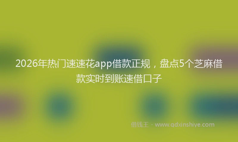 2026年热门速速花app借款正规,盘点5个芝麻借款实时到账速借口子