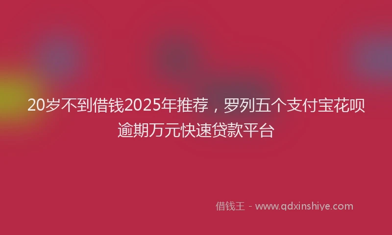 20岁不到借钱2025年推荐，罗列五个支付宝花呗逾期万元快速贷款平台