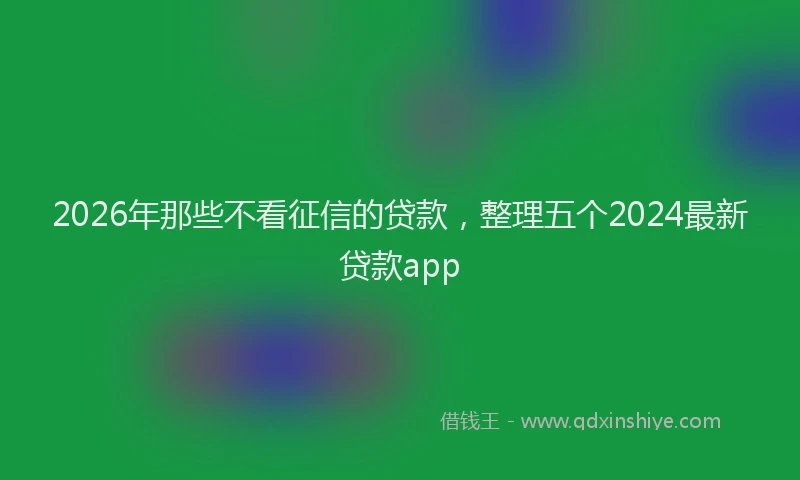 2026年那些不看征信的贷款，整理五个2024最新贷款app