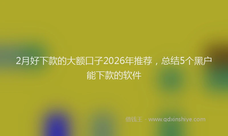 2月好下款的大额口子2026年推荐，总结5个黑户能下款的软件