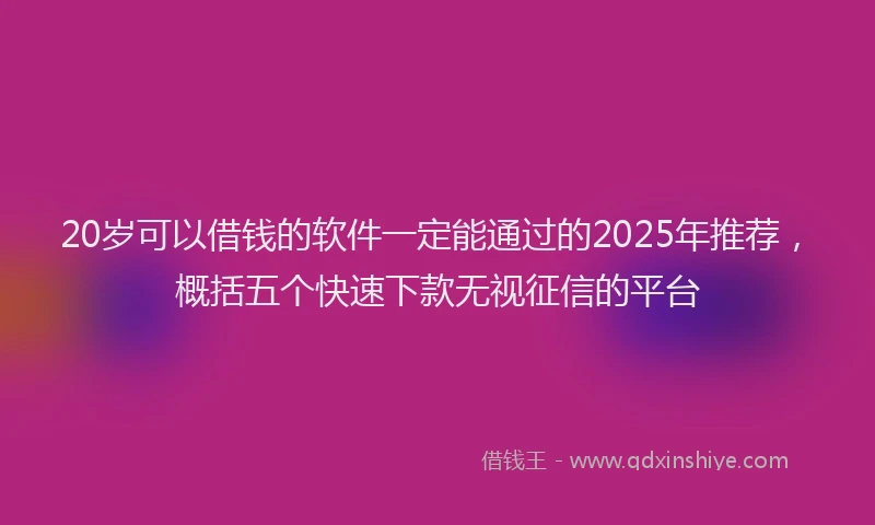 20岁可以借钱的软件一定能通过的2025年推荐，概括五个快速下款无视征信的平台
