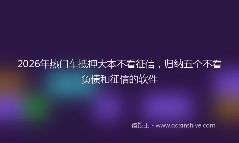 2026年热门车抵押大本不看征信，归纳五个不看负债和征信的软件