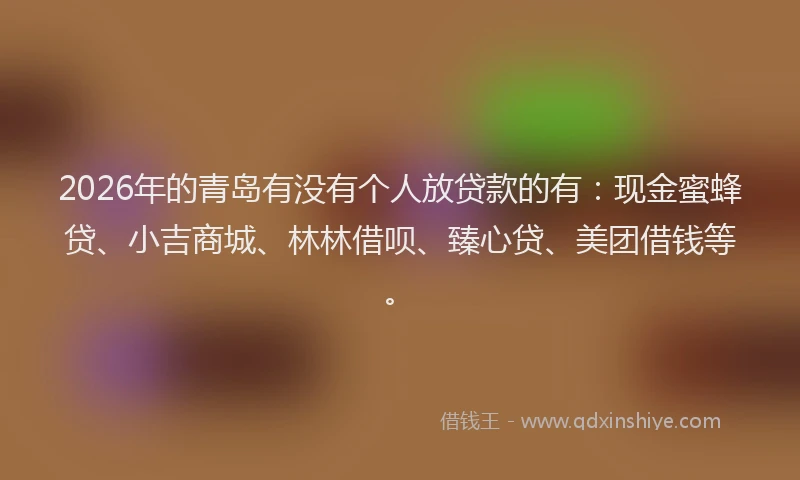 2026年的青岛有没有个人放贷款的有：现金蜜蜂贷、小吉商城、林林借呗、臻心贷、美团借钱等。