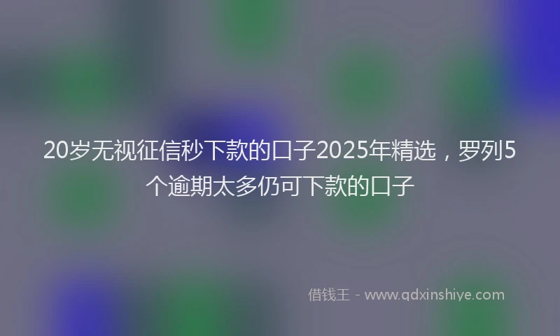 20岁无视征信秒下款的口子2025年精选，罗列5个逾期太多仍可下款的口子