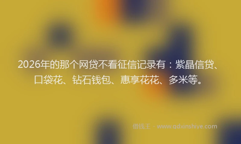 2026年的那个网贷不看征信记录有：紫晶信贷、口袋花、钻石钱包、惠享花花、多米等。