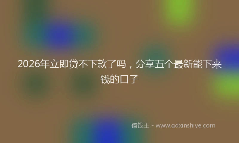 2026年立即贷不下款了吗，分享五个最新能下来钱的口子