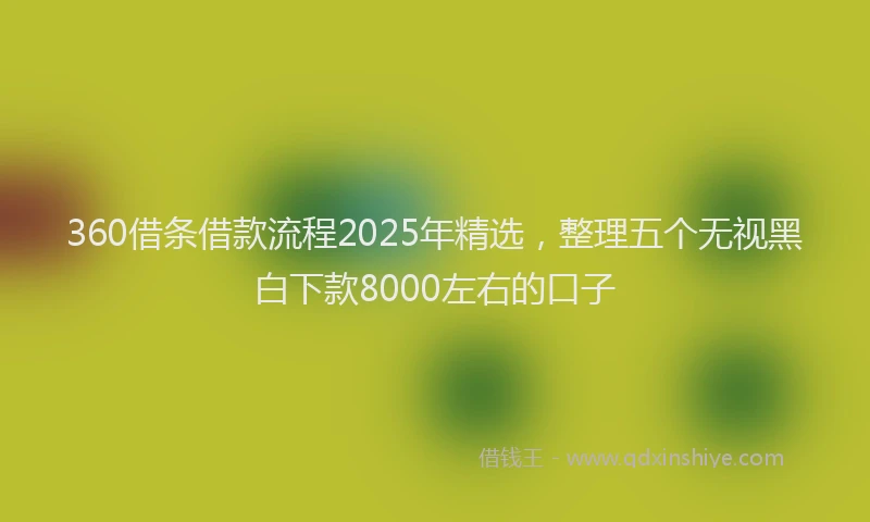 360借条借款流程2025年精选，整理五个无视黑白下款8000左右的口子