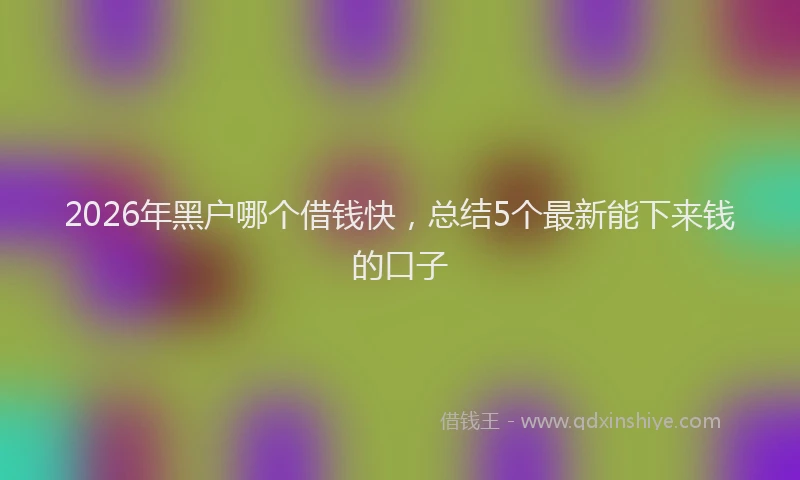 2026年黑户哪个借钱快,总结5个最新能下来钱的口子
