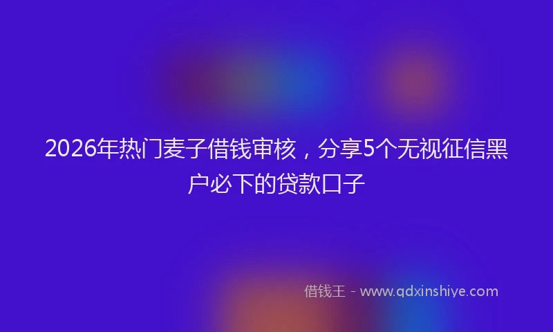 2026年热门麦子借钱审核，分享5个无视征信黑户必下的贷款口子