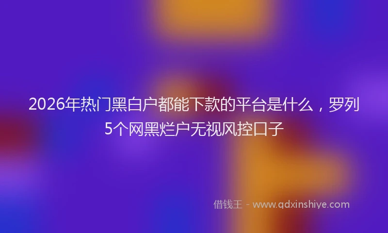 2026年热门黑白户都能下款的平台是什么,罗列5个网黑烂户无视风控口子