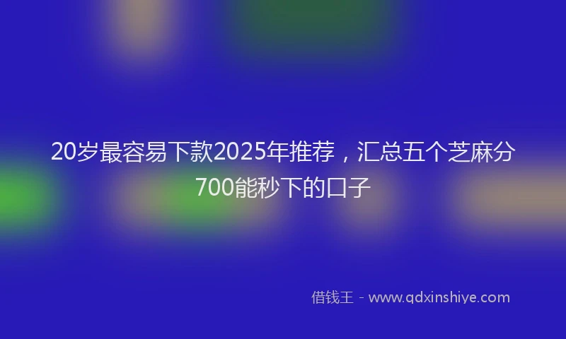 20岁最容易下款2025年推荐，汇总五个芝麻分700能秒下的口子