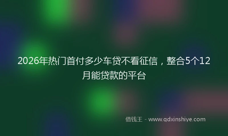 2026年热门首付多少车贷不看征信，整合5个12月能贷款的平台