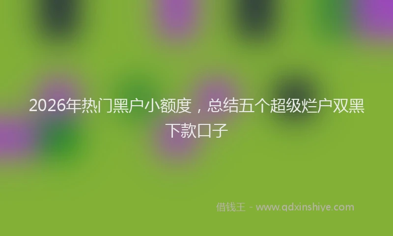 2026年热门黑户小额度，总结五个超级烂户双黑下款口子