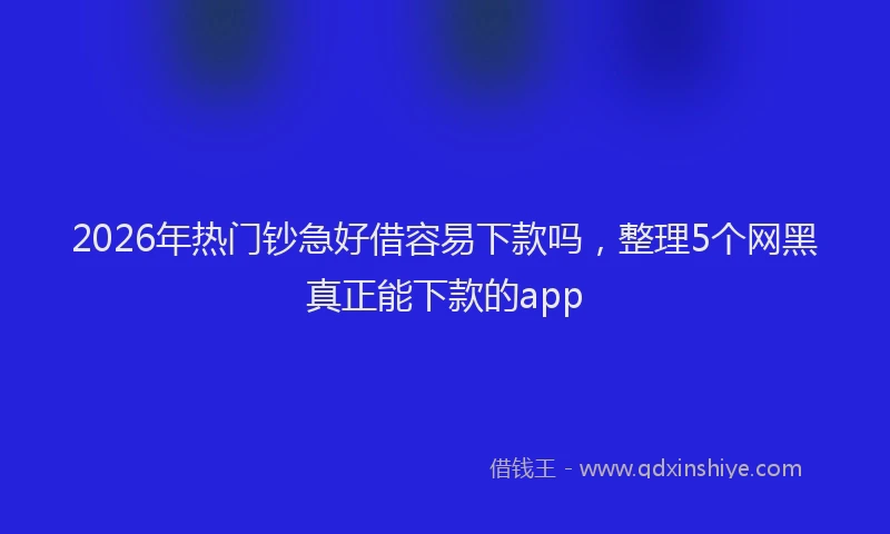 2026年热门钞急好借容易下款吗，整理5个网黑真正能下款的app